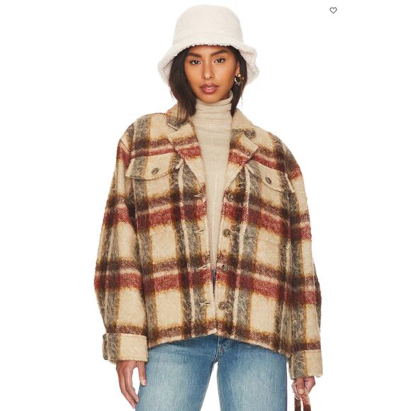 Anine Bing Flynn Jacket in Oatmeal Plaid size M - Picture 1 of 8